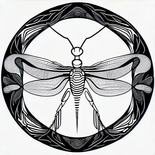 Zen tangled praying mantis zen doodle black and wh
