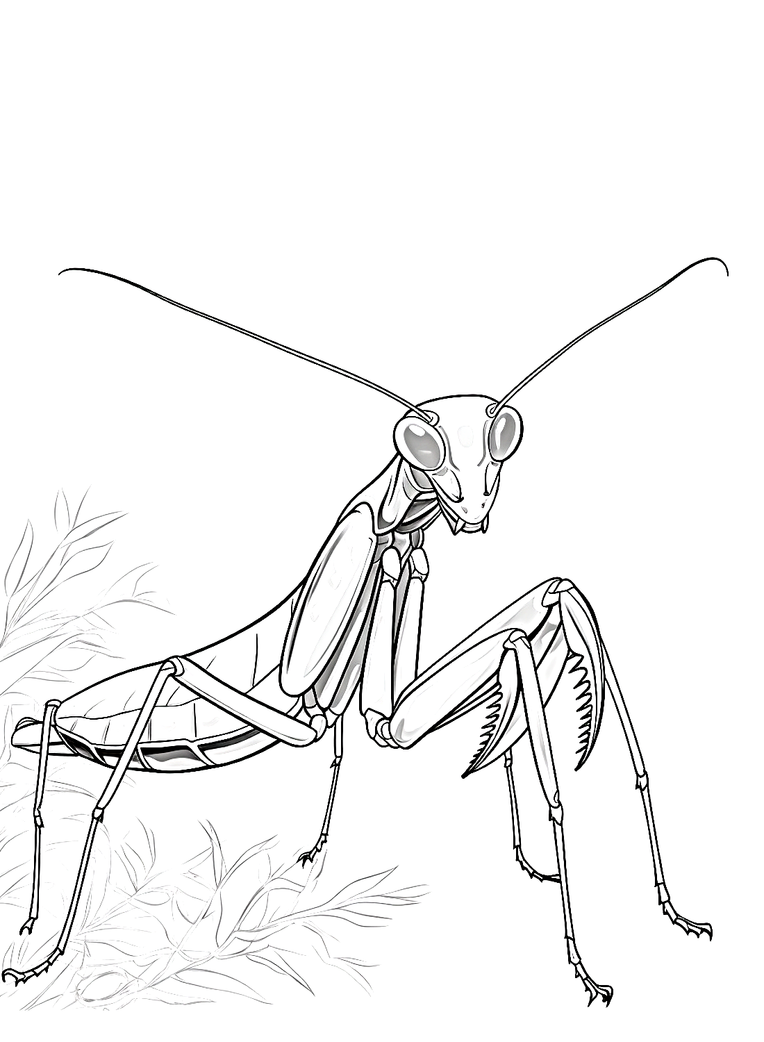 Printable praying mantis coloring page