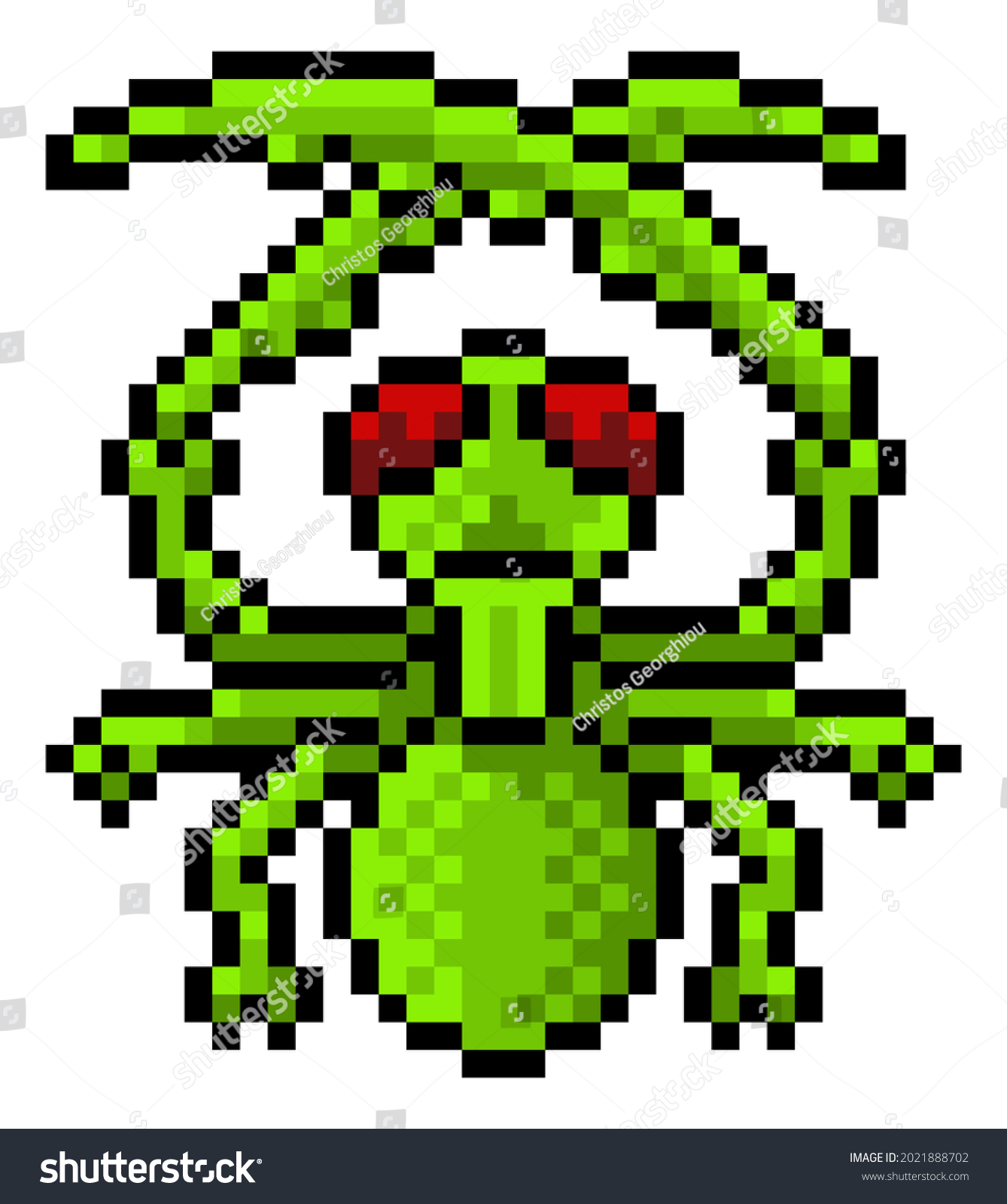 Praying mantis bug insect pixel art stock illustration