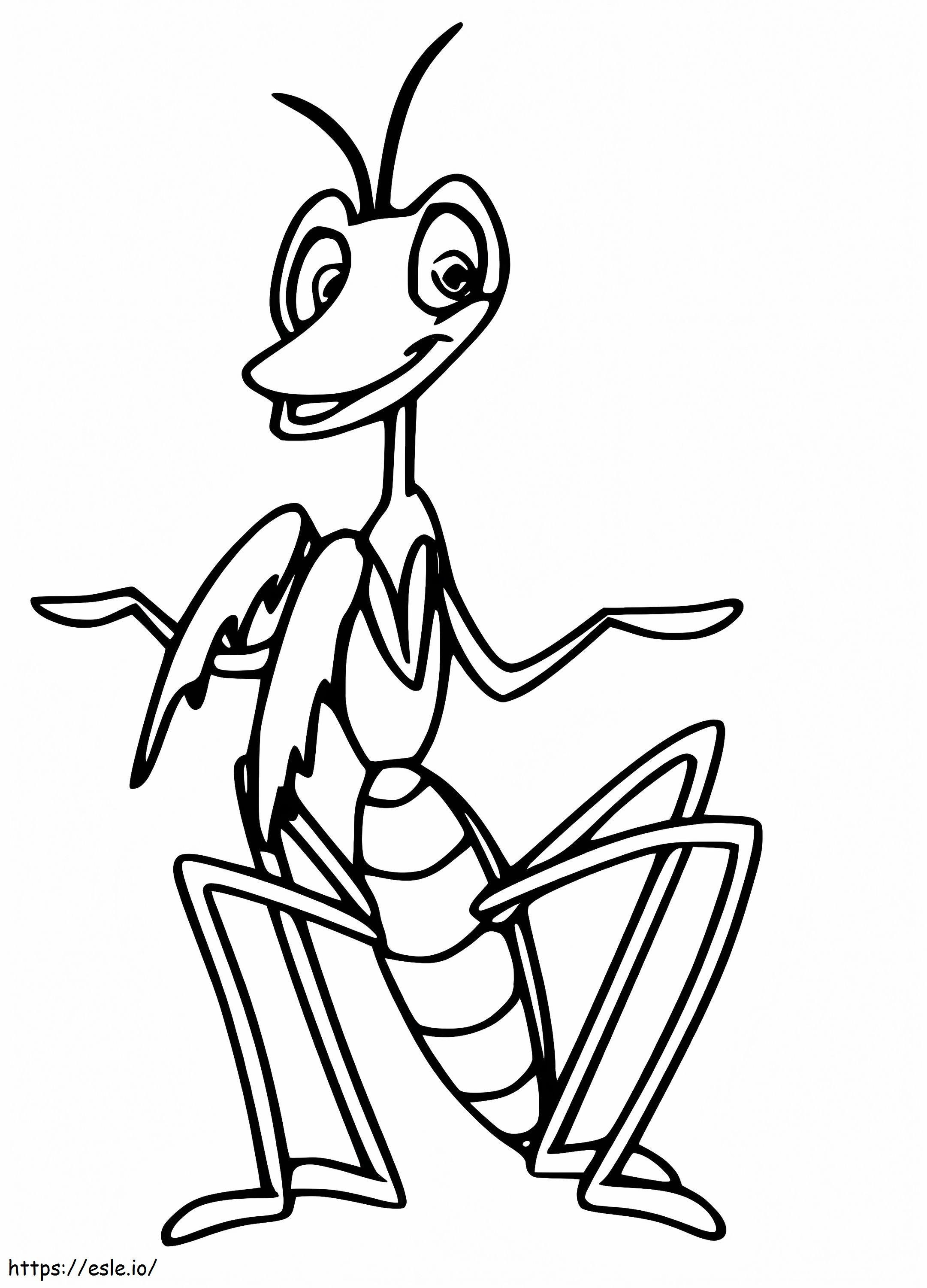 Smiling praying mantis coloring page