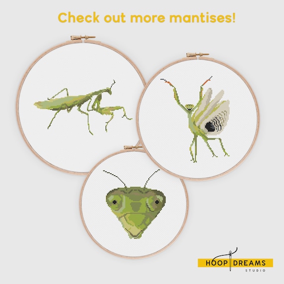 Praying mantis insect bug cross stitch pattern instant digital download pdf pattern large