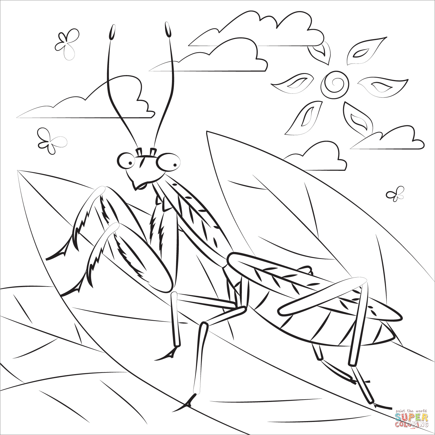 Praying mantis coloring page free printable coloring pages