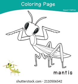 Coloring insects worksheet page educational printable stock vector royalty free