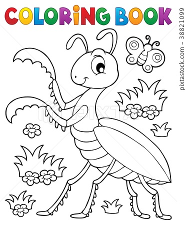 Coloring book praying mantis theme