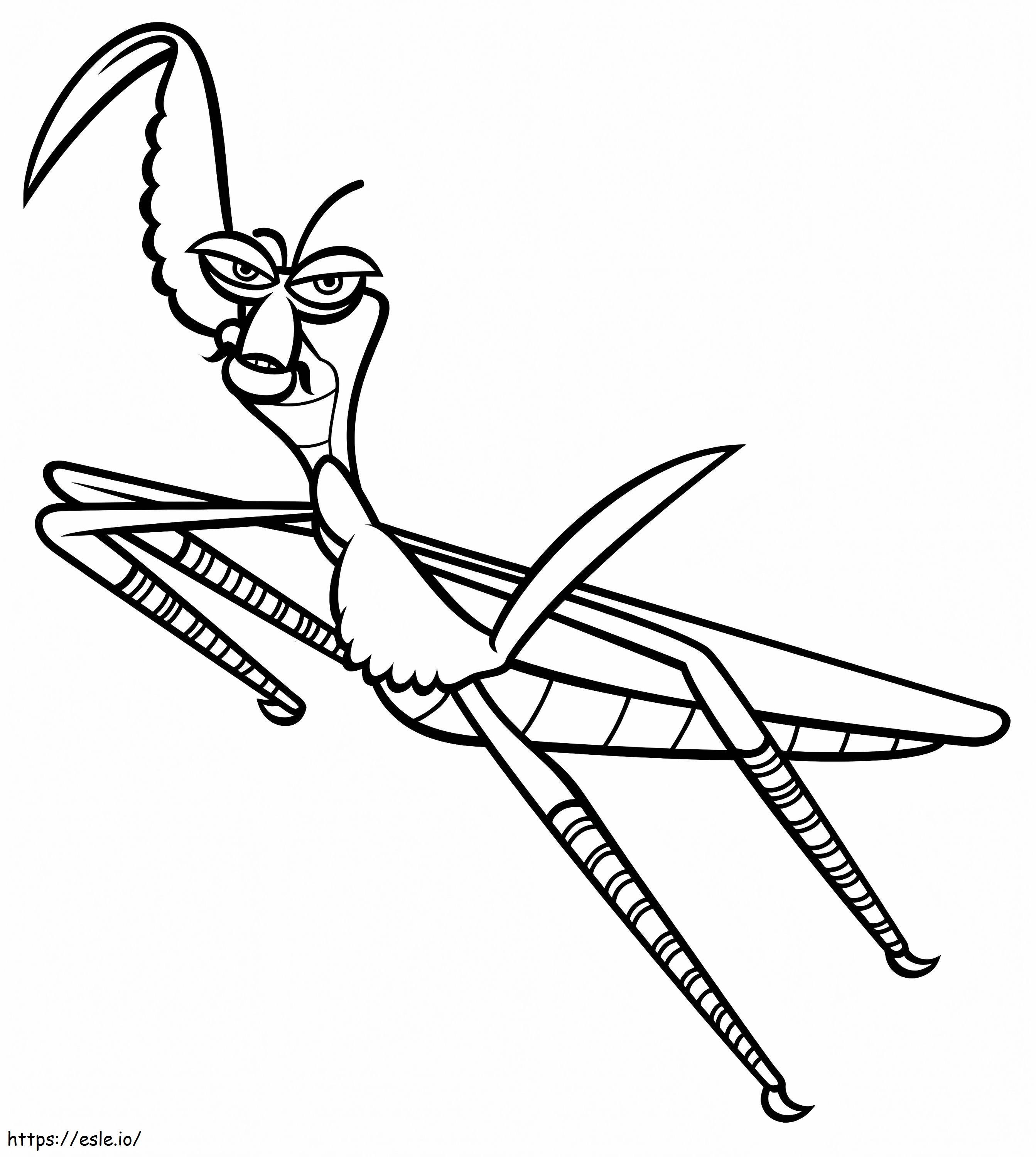 Cartoon praying mantis coloring page