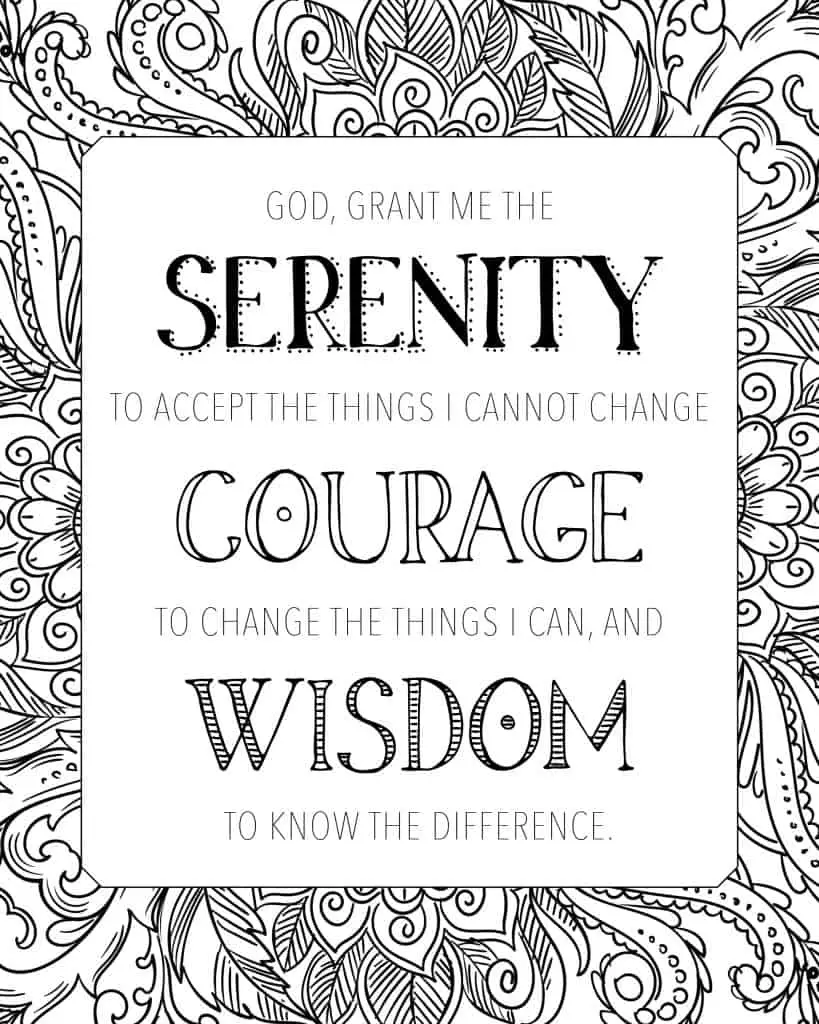 Serenity prayer coloring page printable