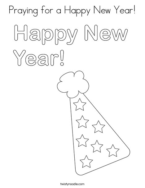 Praying for a happy new year coloring page