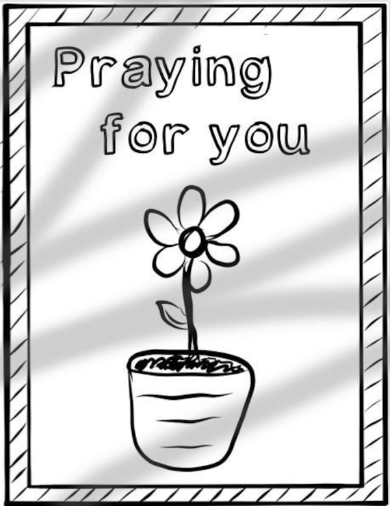 Praying for you card coloring page printable pdf instant download prayers christian coloring page child gift to loved one