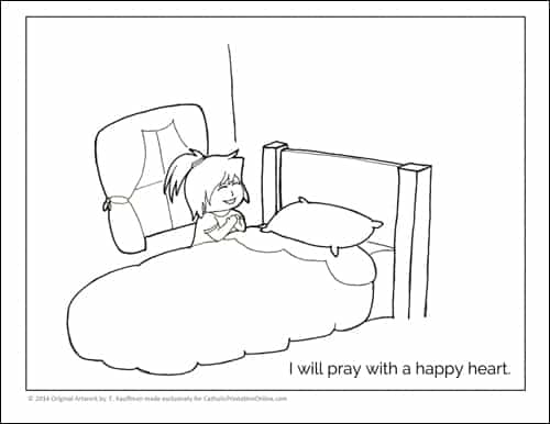 Praying with a happy heart coloring page printable