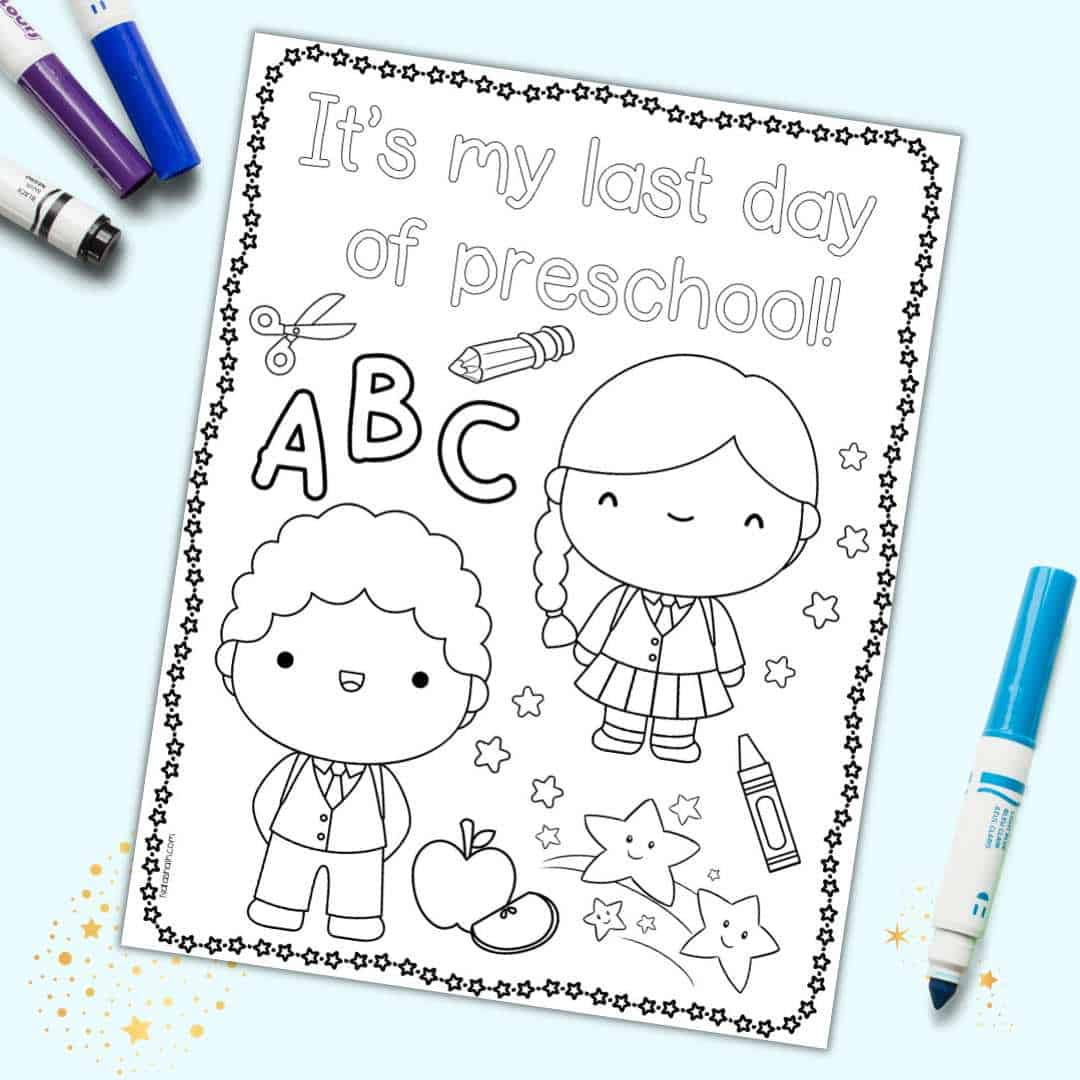 Free printable last day of preschool coloring page