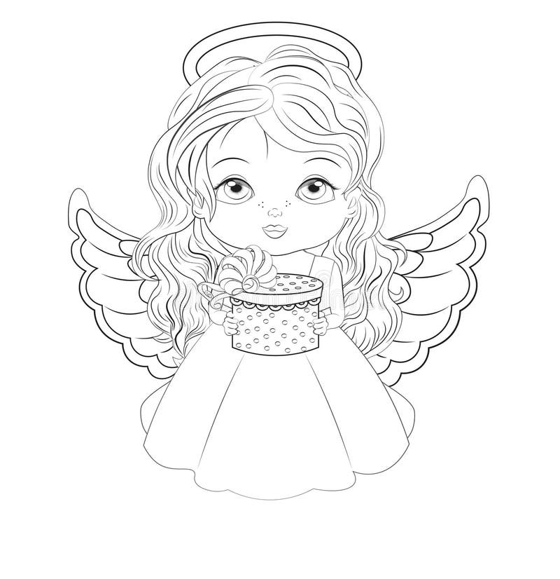 Christmas angel coloring book stock vector