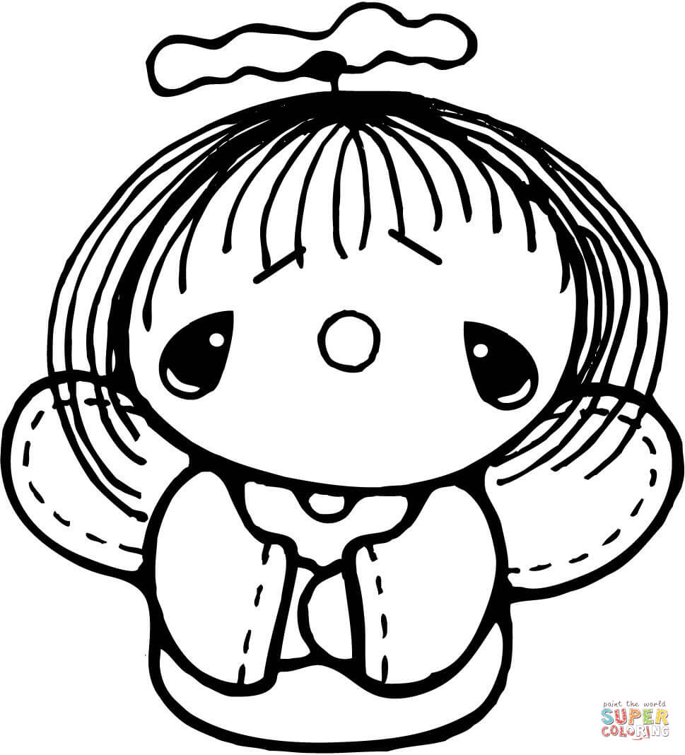 Sad tiny angel coloring page free printable coloring pages