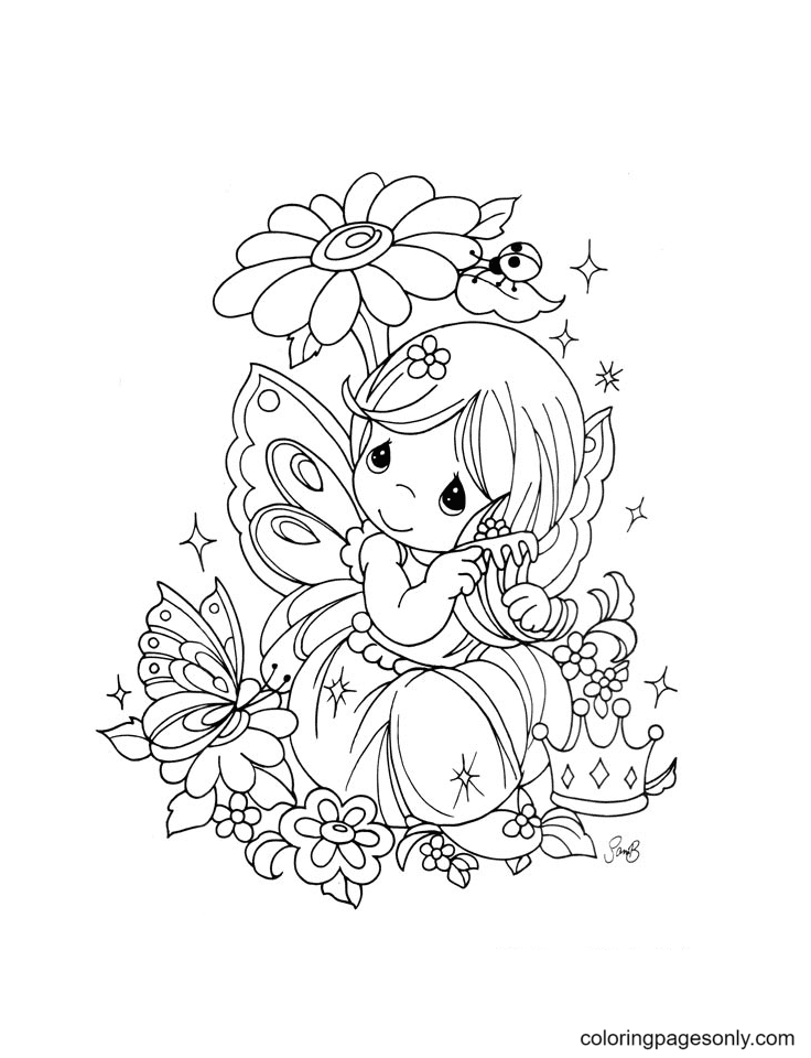 Precious moments fairy coloring page