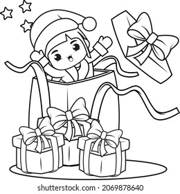 Christmas coloring book cute girl stock vector royalty free