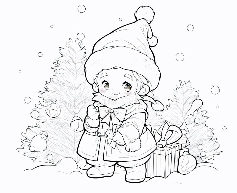 Santa coloring book stock photos