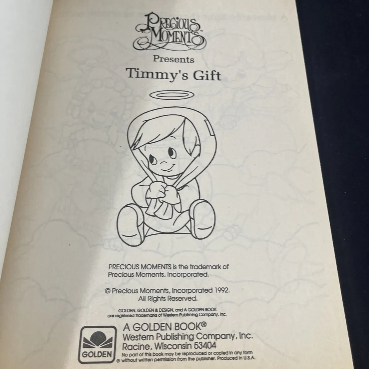 Vtg precious moments timmys gift coloring book activity booklet christmas story