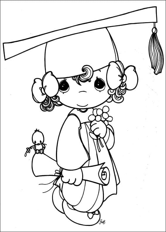 Precious moments graduation coloring page