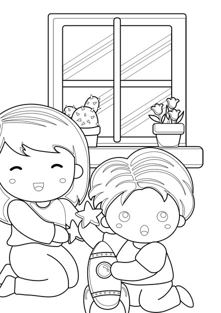 Premium vector coloring pages for kids a page mothers day theme