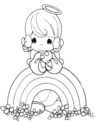 Rainbow and angel coloring page free printable coloring pages