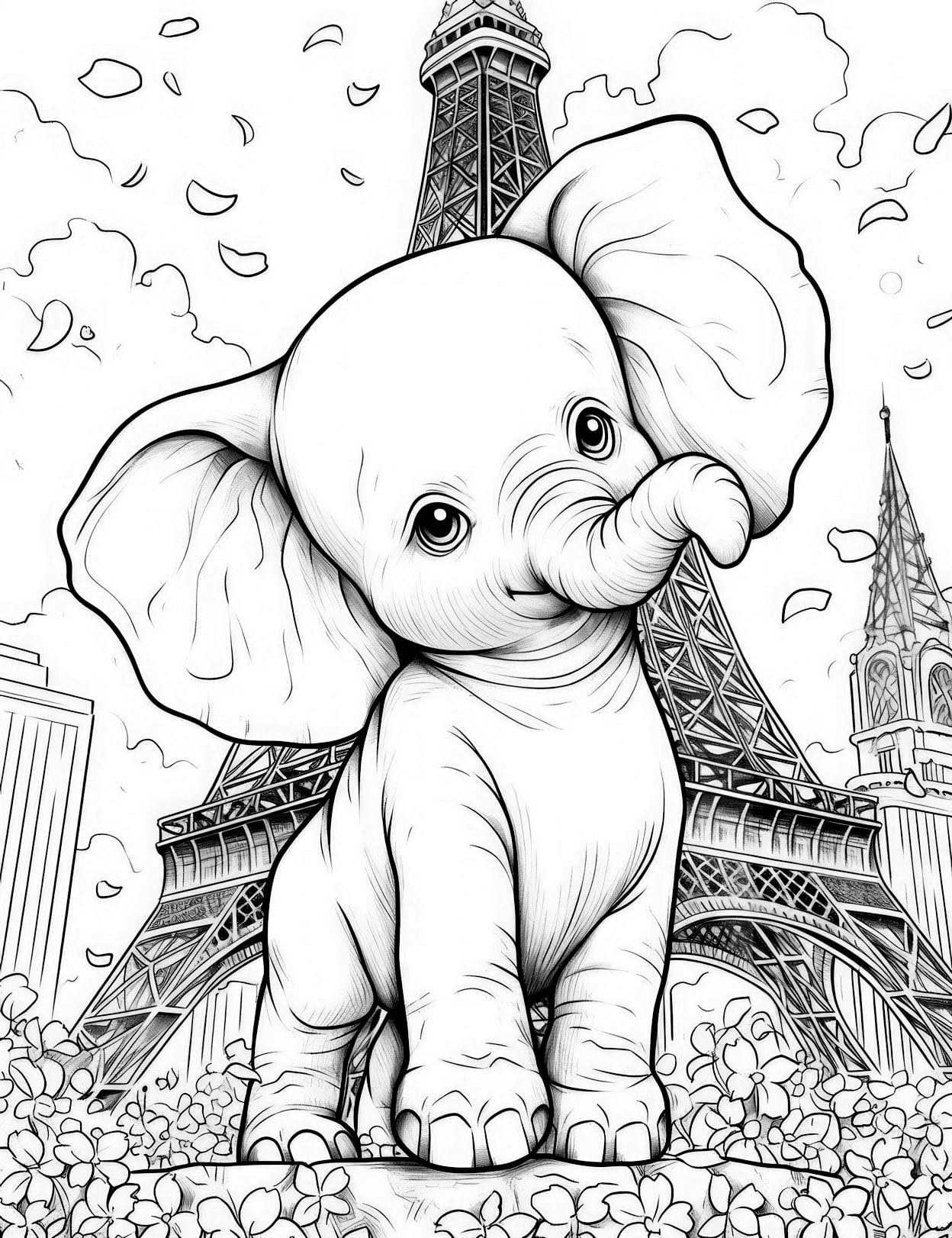 Majestic elephant coloring pages for adults and kids