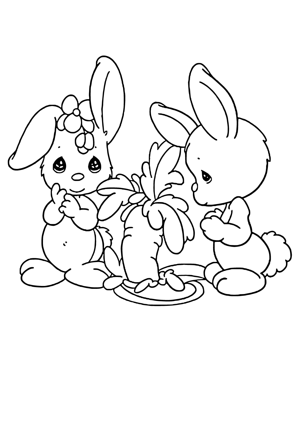 Free printable precious moments hares coloring page sheet and picture for adults and kids girls and boys