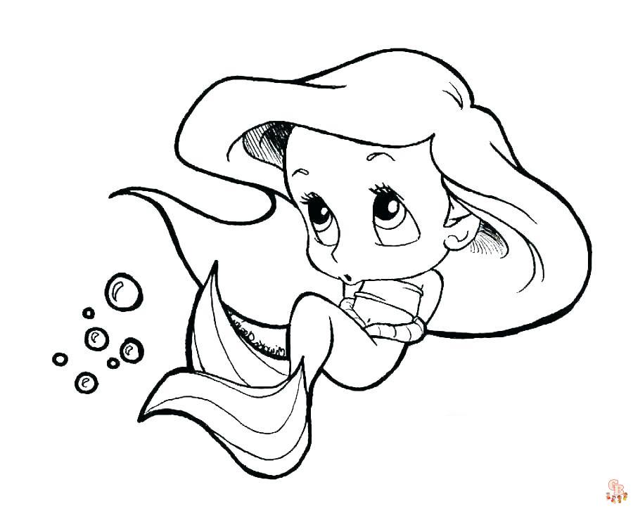 Fun and free chibi ariel coloring pages