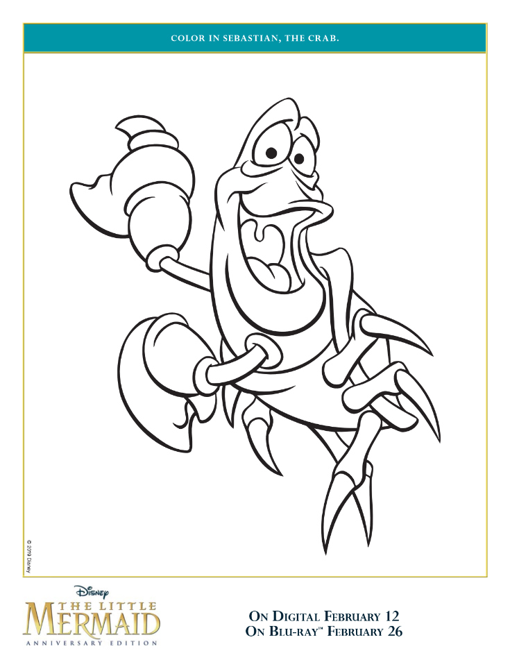 Little mermaid sebastian coloring page