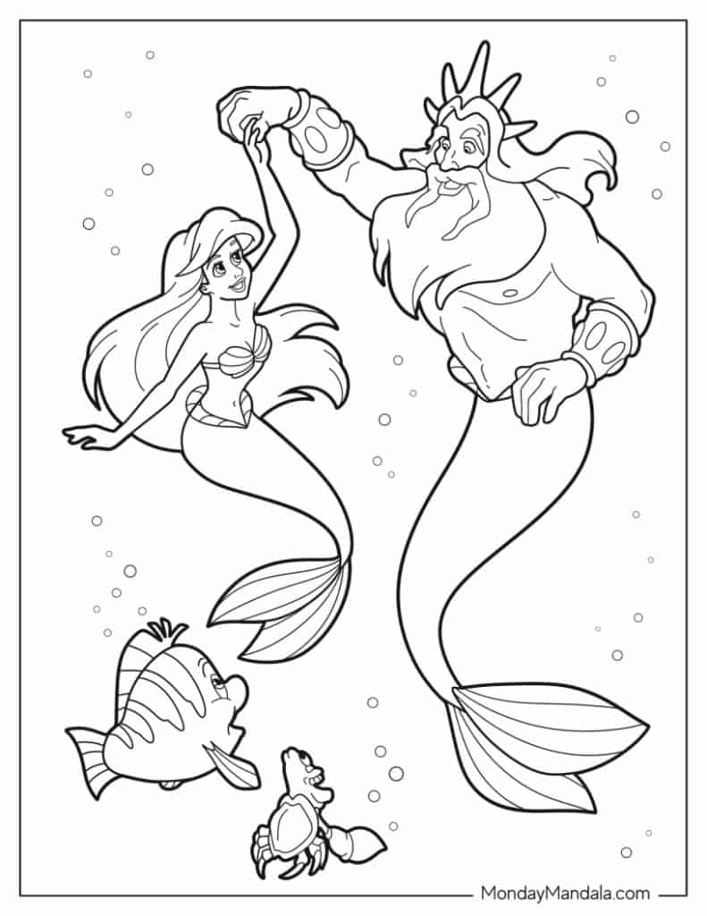 Ariel coloring pages free pdf printables