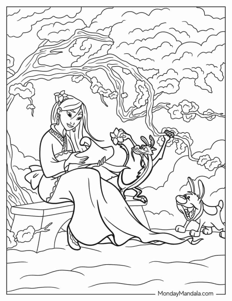 Mulan coloring pages free pdf printables