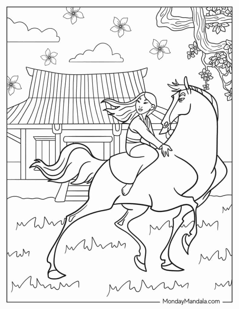 Mulan coloring pages free pdf printables