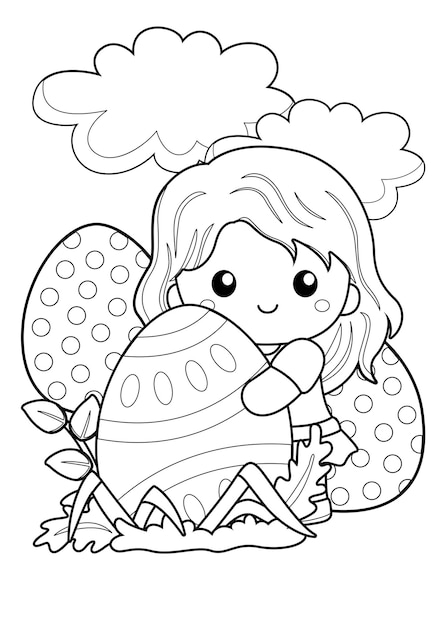 Premium vector coloring pages for kids a page easter kids theme