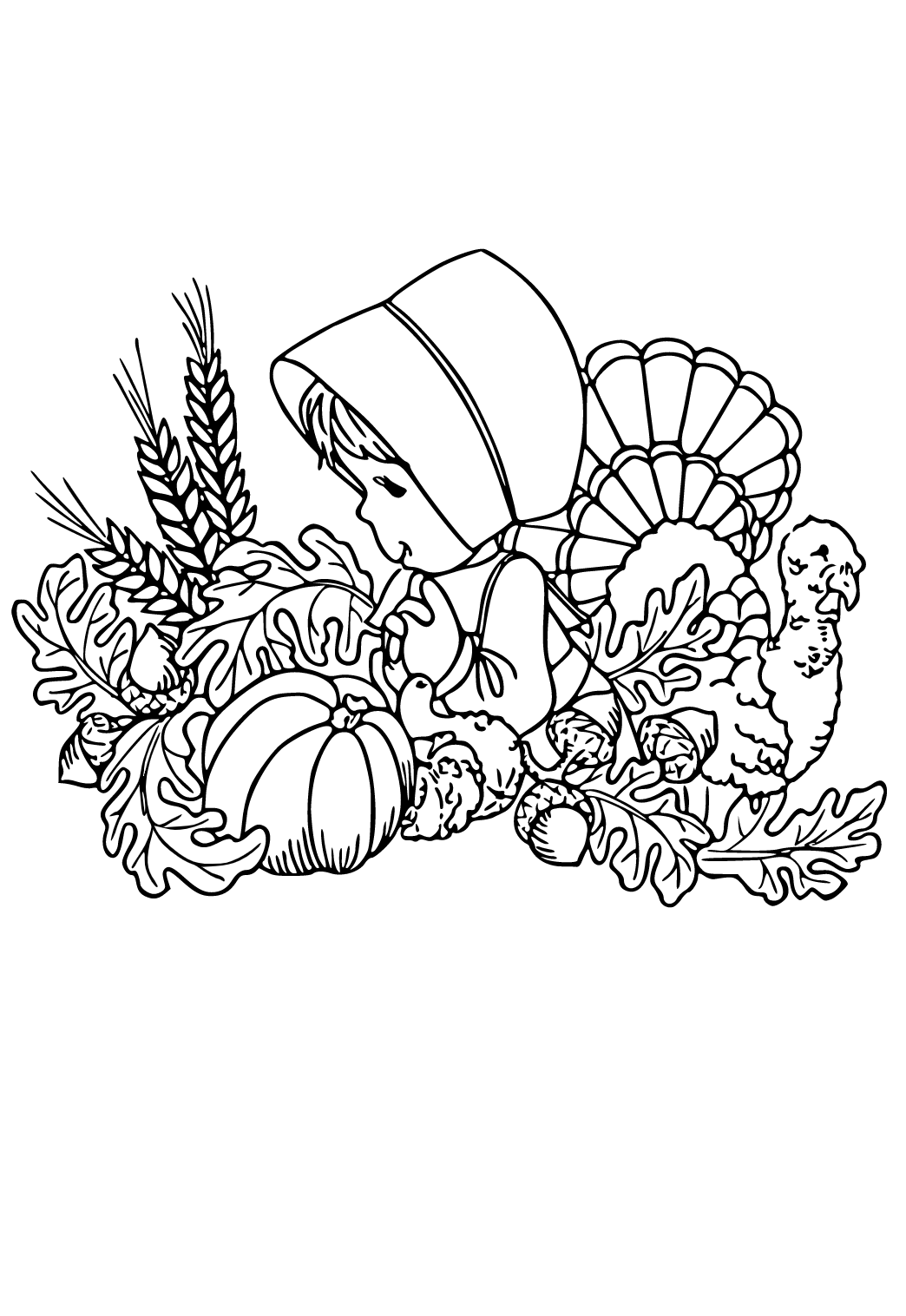 Free printable thanksgiving girl coloring page sheet and picture for adults and kids girls and boys