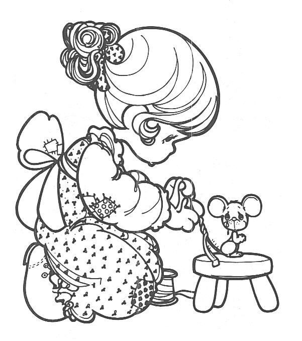 Girl with mouse precious moments coloring pages love coloring pages disney coloring pages