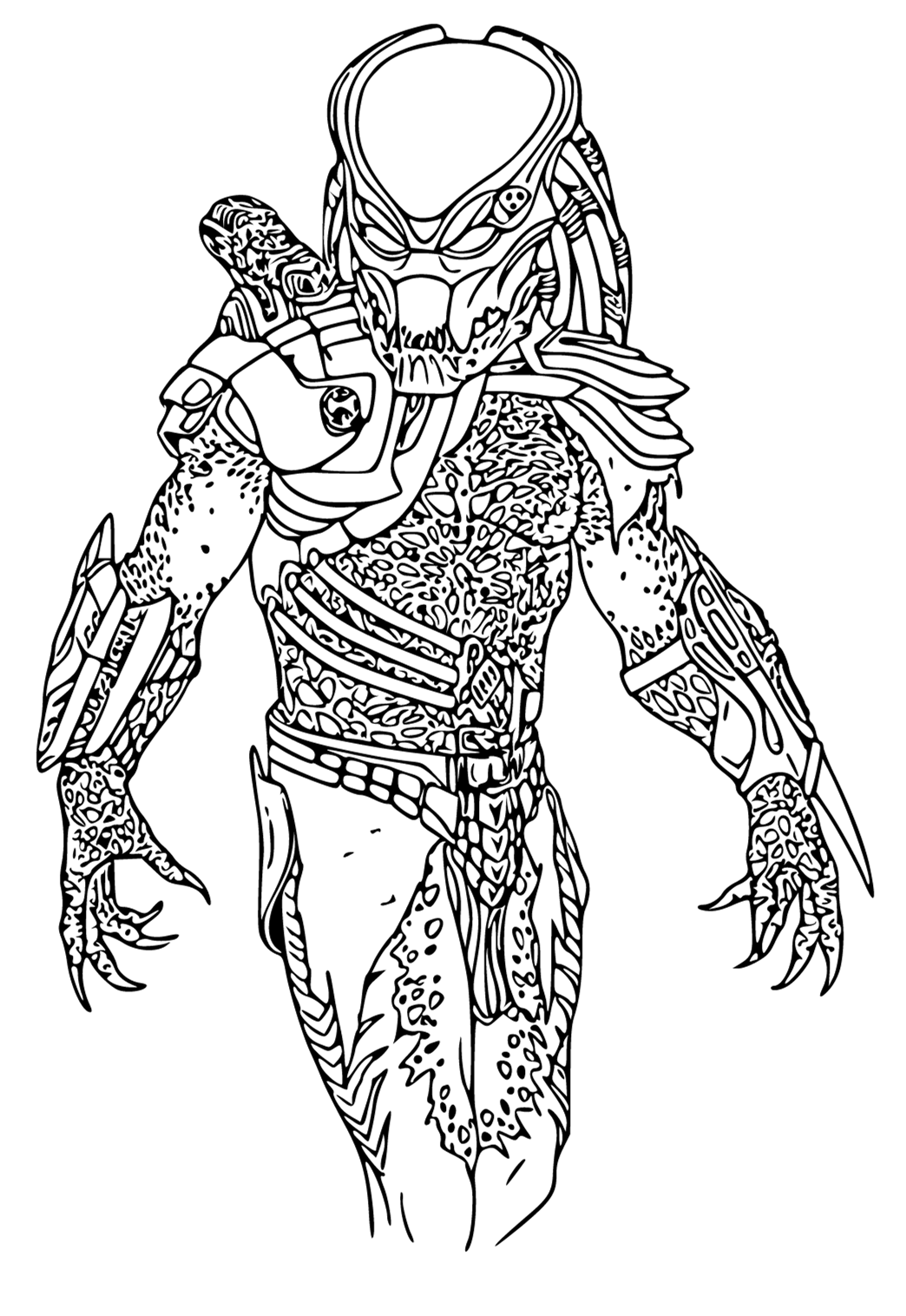 Free printable predator costume coloring page for adults and kids