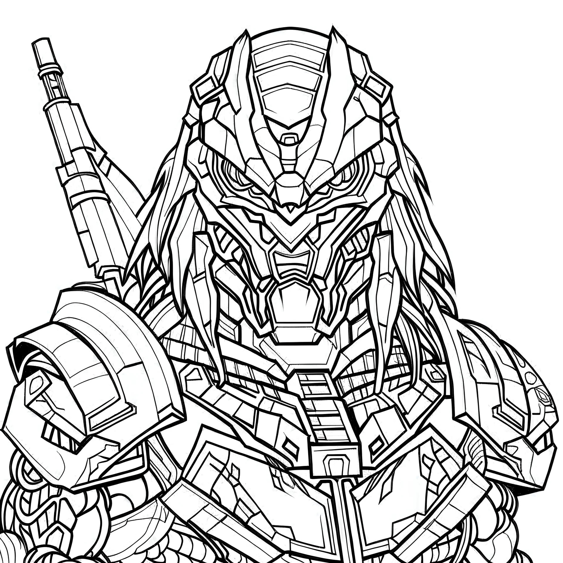 Outline art for square predator coloring page for gallery