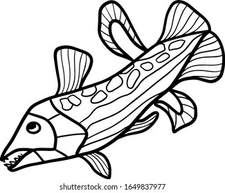 Fish predator coloring book outline swims stock vector royalty free