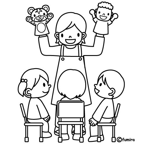 Coloring pages theacher with puppets free coloring pages