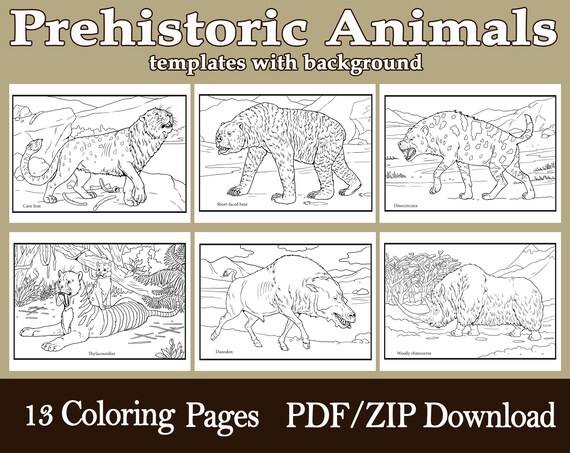 Prehistoric animals for kids and adults coloring pages with animals from ice age part i