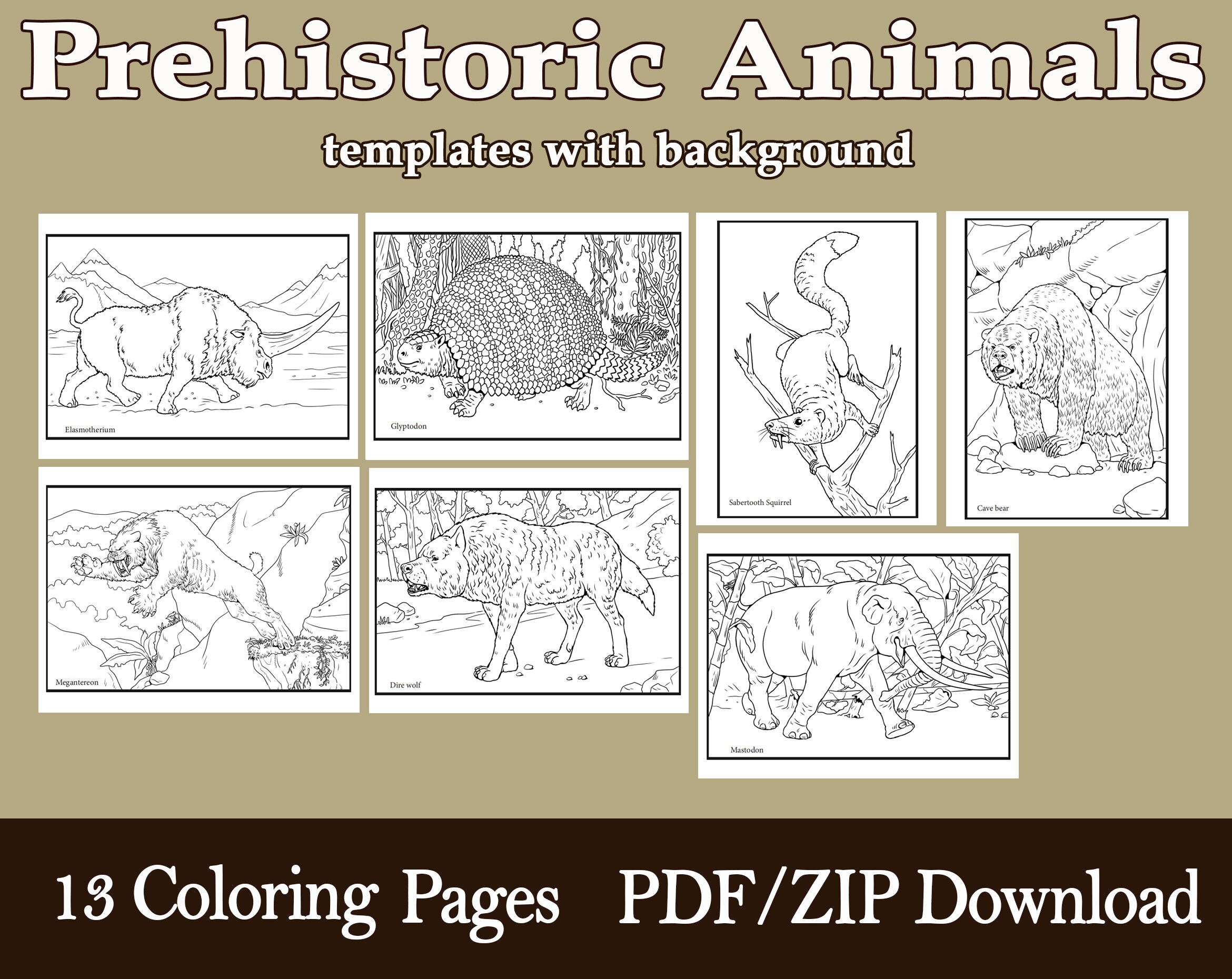 Prehistoric animals for kids and adults coloring pages with animals from ice age part i