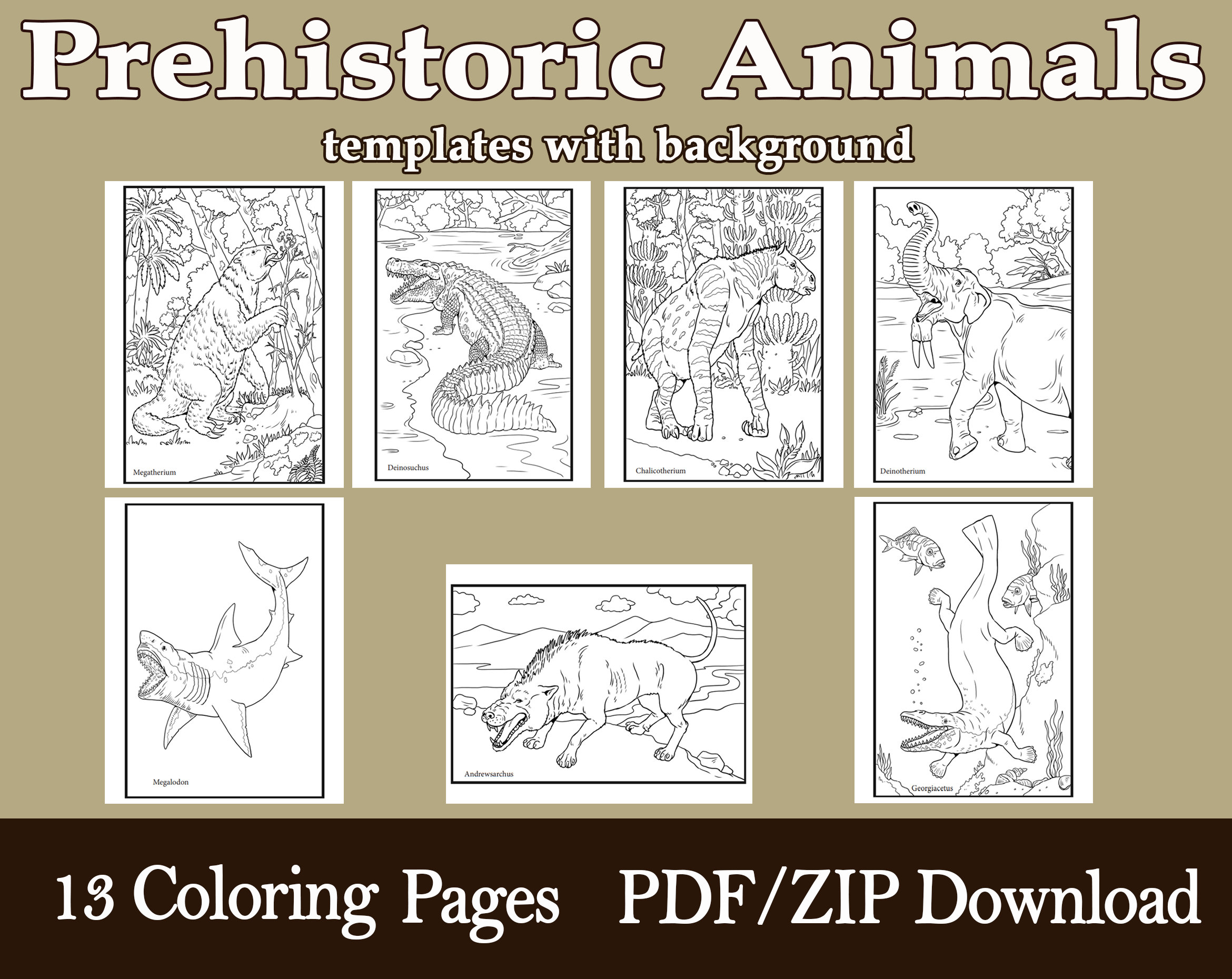 Prehistoric animals for kids and adults coloring pages with animals from ice age part ii