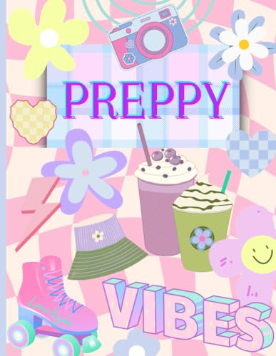 Preppy coloring book cute aesthetic stuff trendy things to color for teens young adults wall art college dorm by luna ryder