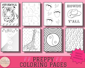Preppy coloring pages aesthetic coloring pages printable easy pdf teen coloring sheets preppy stuff coloring pages for teens