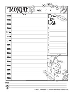 Printable coloring planner pages woo jr kids activities childrens publishing