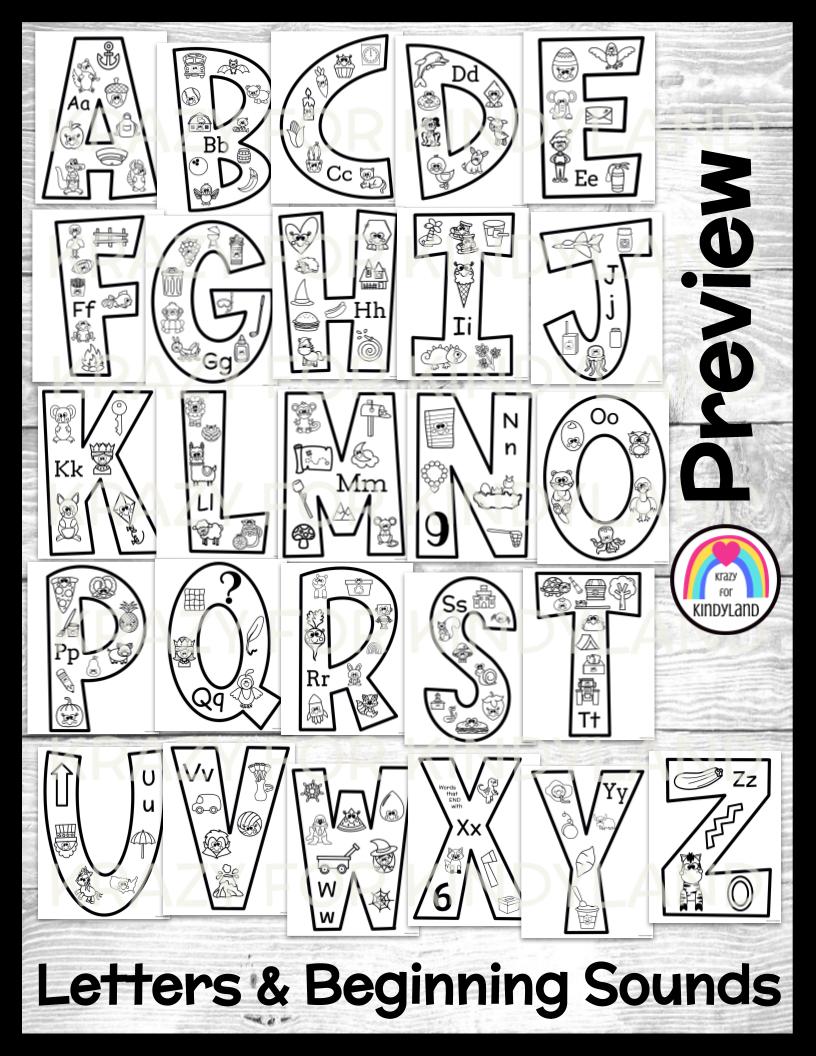 Letter coloring pages for beginning sounds alphabet preschool kindergarten