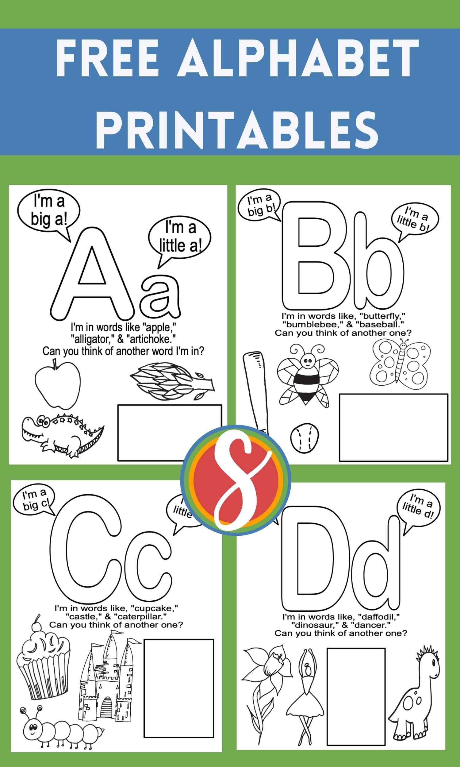 Free abcs coloring pages â stevie doodles