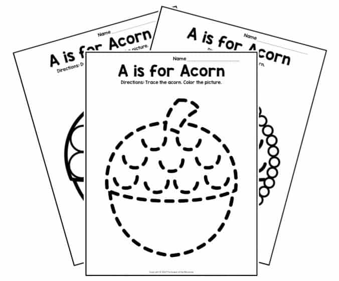 Free printable a is for acorn letter a worksheets