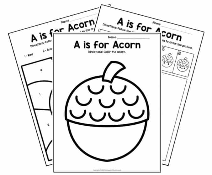 Free printable a is for acorn letter a worksheets