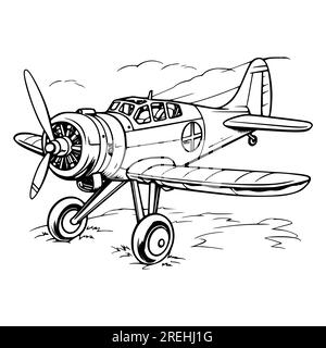 Plane coloring pages drawing for kids stock vector image art