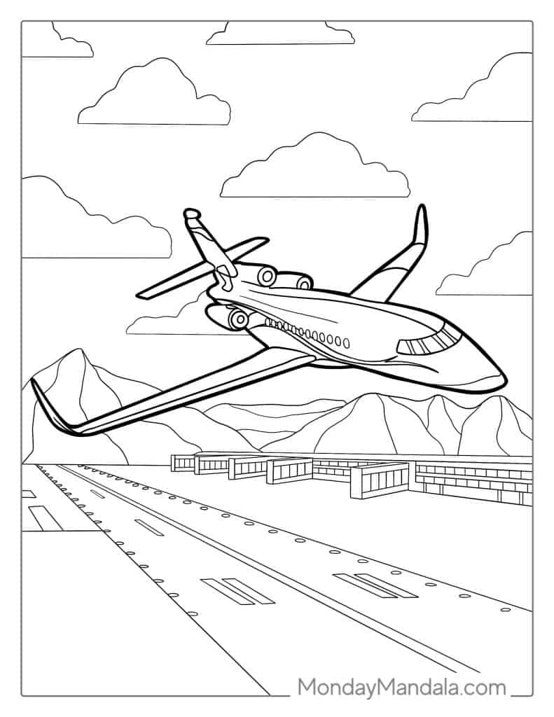 Airplane coloring pages free pdf printables