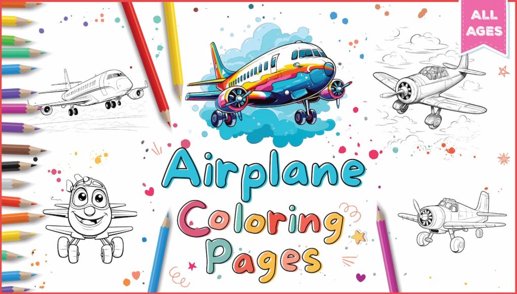 Airplane coloring pages for kids adults